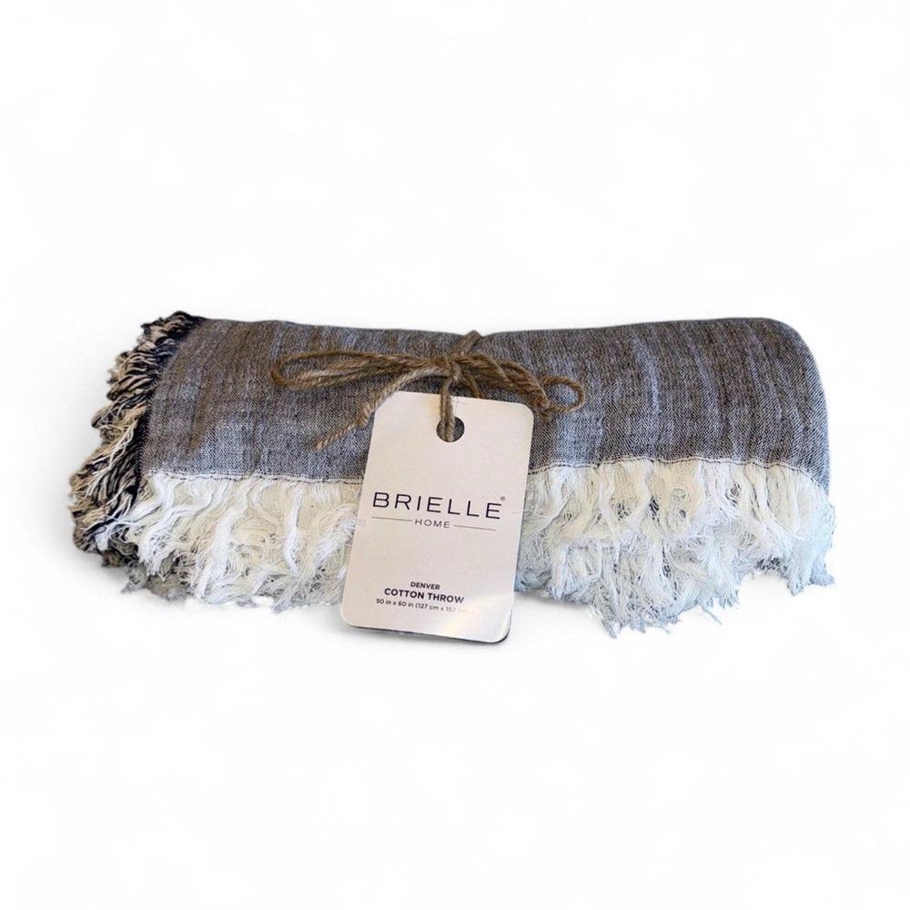 Gray and White Cotton Throw
